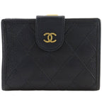 Chanel Bicolor CC Logo Caviar Leather Black Bifold Wallet