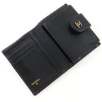 Chanel Bicolor CC Logo Caviar Leather Black Bifold Wallet — view 5