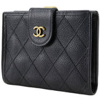 Chanel Bicolor CC Logo Caviar Leather Black Bifold Wallet — view 2