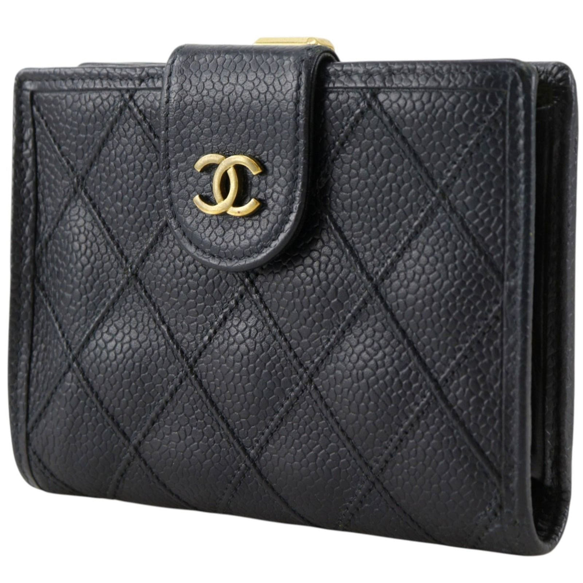 Chanel Bicolor CC Logo Caviar Leather Black Bifold Wallet — view 2
