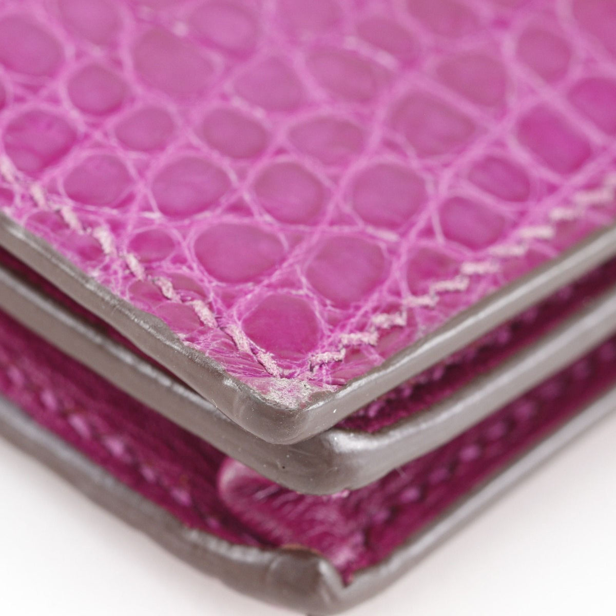 Hermes Bearn Soufflet Alligator Rose Scheherazade Pink Wallet — view 4