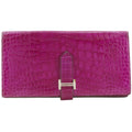 Hermes Bearn Soufflet Alligator Rose Scheherazade Pink Wallet