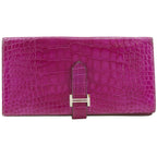Hermes Bearn Soufflet Alligator Rose Scheherazade Pink Wallet