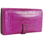 Hermes Bearn Soufflet Alligator Rose Scheherazade Pink Wallet — view 3