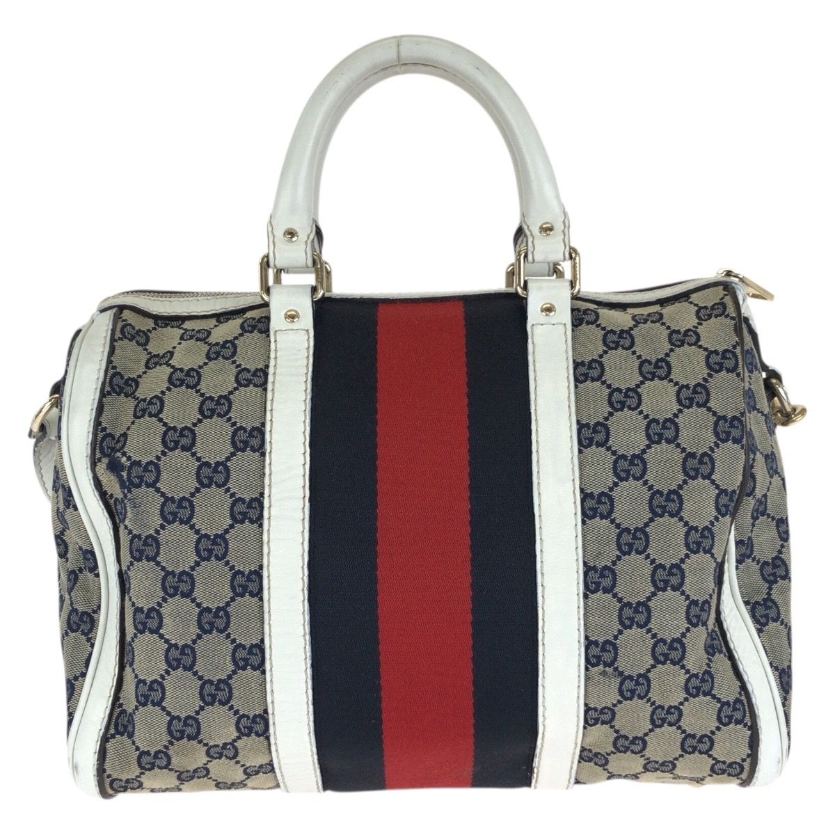 Gucci Sherry Line 2-Way Navy Multicolor GG Canvas Leather Shoulder Bag — view 2