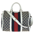 Gucci Sherry Line 2-Way Navy Multicolor GG Canvas Leather Shoulder Bag