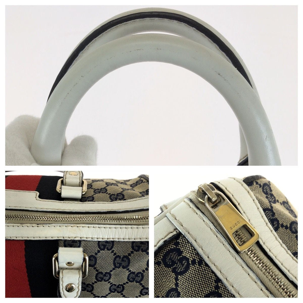 Gucci Sherry Line 2-Way Navy Multicolor GG Canvas Leather Shoulder Bag — view 6