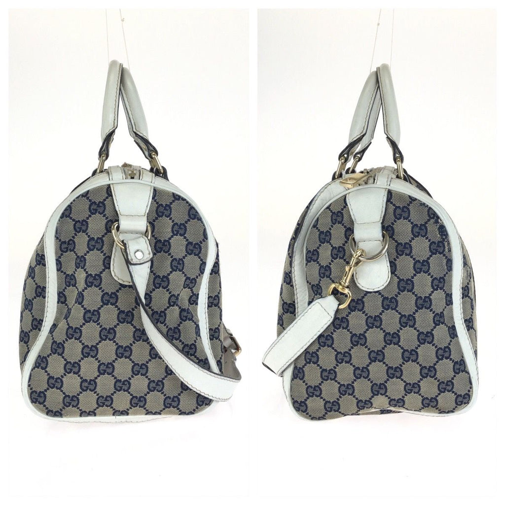 Gucci Sherry Line 2-Way Navy Multicolor GG Canvas Leather Shoulder Bag — view 8