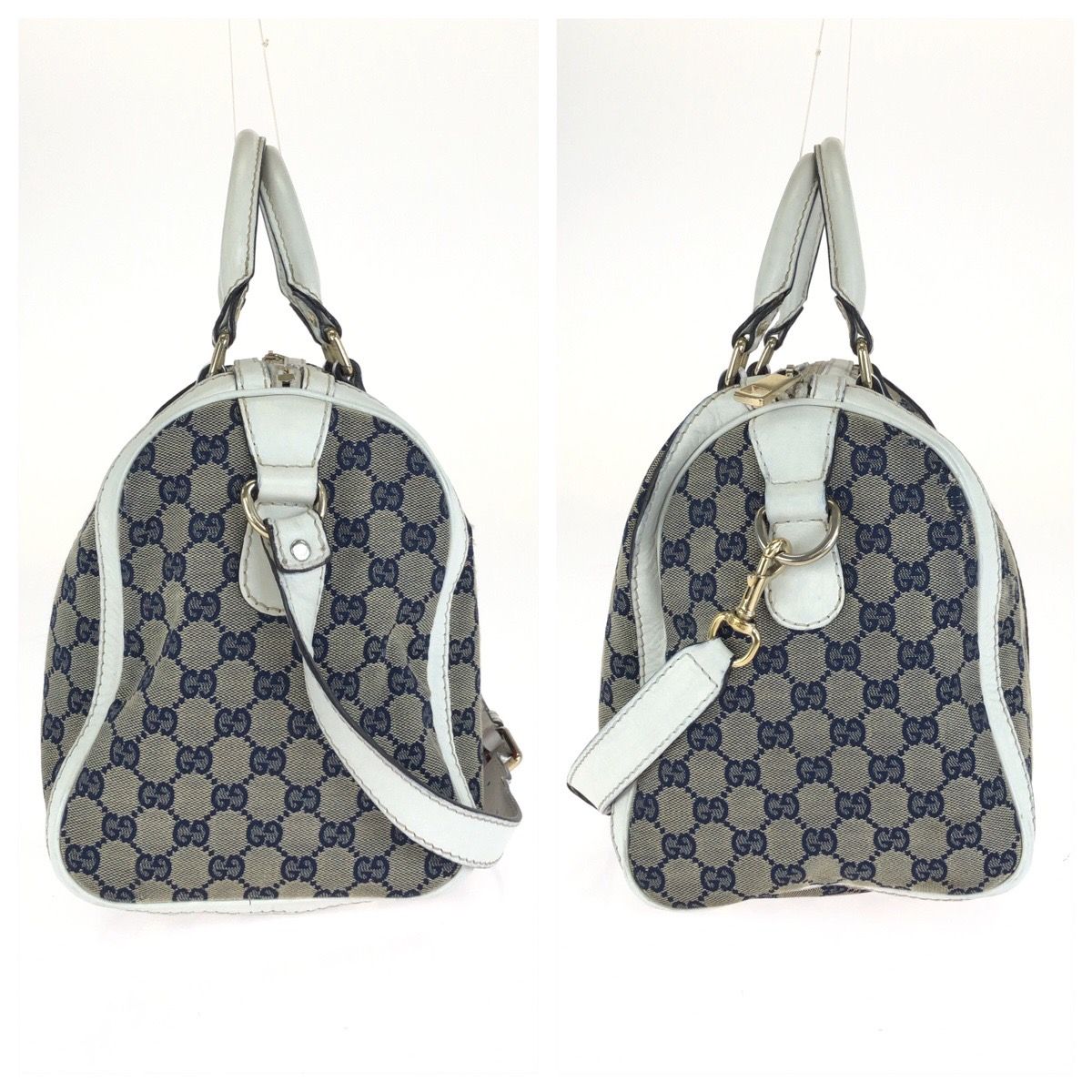 Gucci Sherry Line 2-Way Navy Multicolor GG Canvas Leather Shoulder Bag — view 8