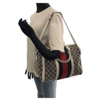 Gucci Sherry Line 2-Way Navy Multicolor GG Canvas Leather Shoulder Bag — view 7