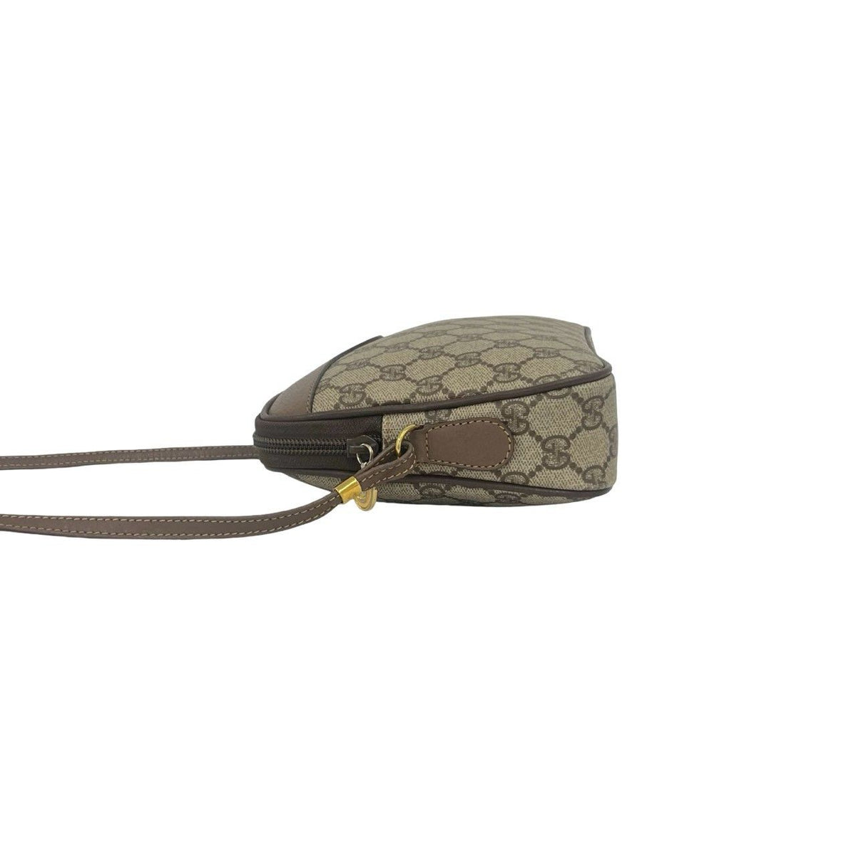 Gucci Vintage GG Pattern Logo Leather Shoulder Bag Pochette Crossbody Brown — view 5