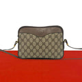 Gucci Vintage GG Pattern Logo Leather Shoulder Bag Pochette Crossbody Brown