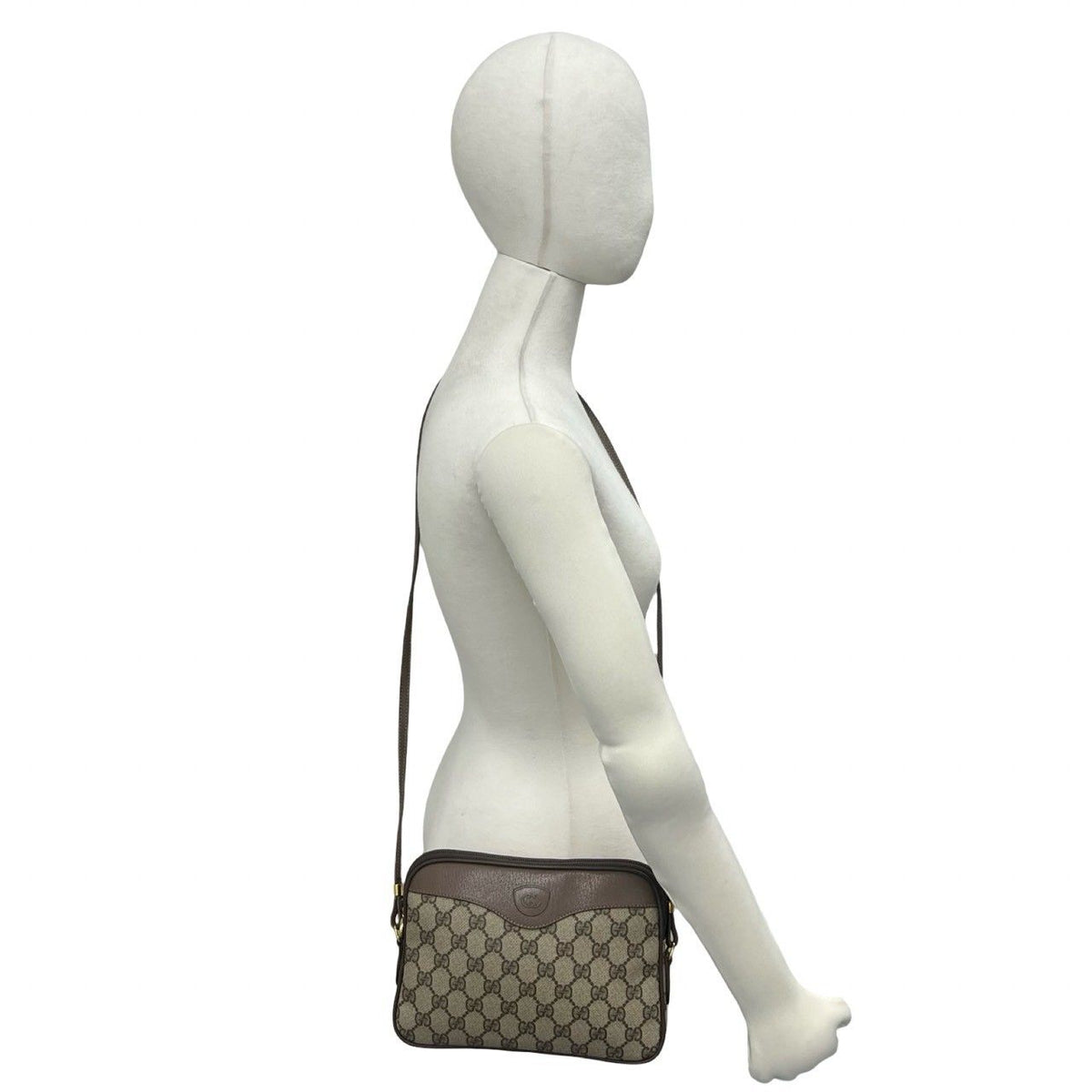 Gucci Vintage GG Pattern Logo Leather Shoulder Bag Pochette Crossbody Brown — view 2