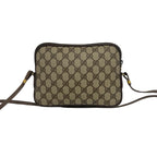 Gucci Vintage GG Pattern Logo Leather Shoulder Bag Pochette Crossbody Brown — view 3