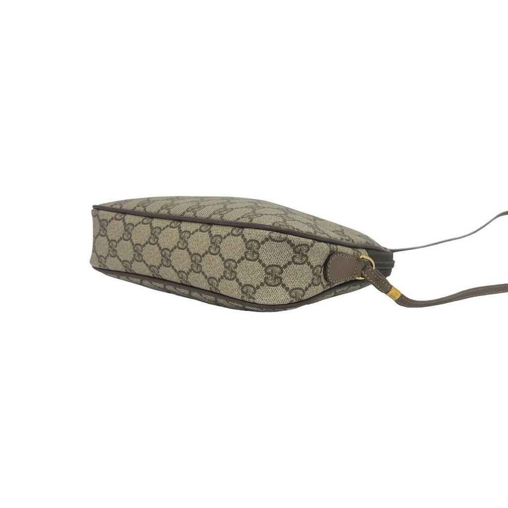 Gucci Vintage GG Pattern Logo Leather Shoulder Bag Pochette Crossbody Brown — view 8