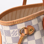Louis Vuitton Neverfull PM Tote Bag Damier Azur Canvas White Gold — view 6
