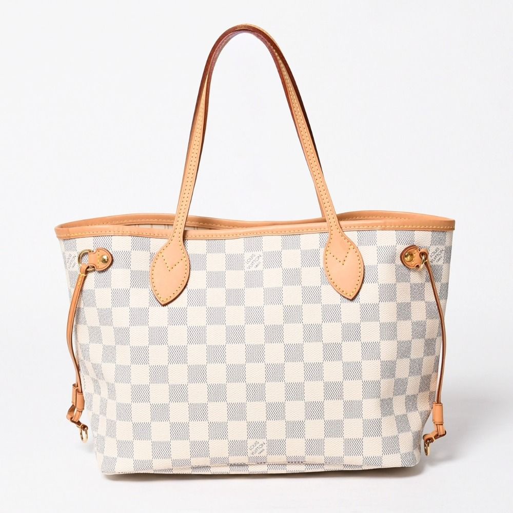 Louis Vuitton Neverfull PM Tote Bag Damier Azur Canvas White Gold — view 2