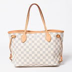 Louis Vuitton Neverfull PM Tote Bag Damier Azur Canvas White Gold — view 2