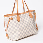 Louis Vuitton Neverfull PM Tote Bag Damier Azur Canvas White Gold — view 3