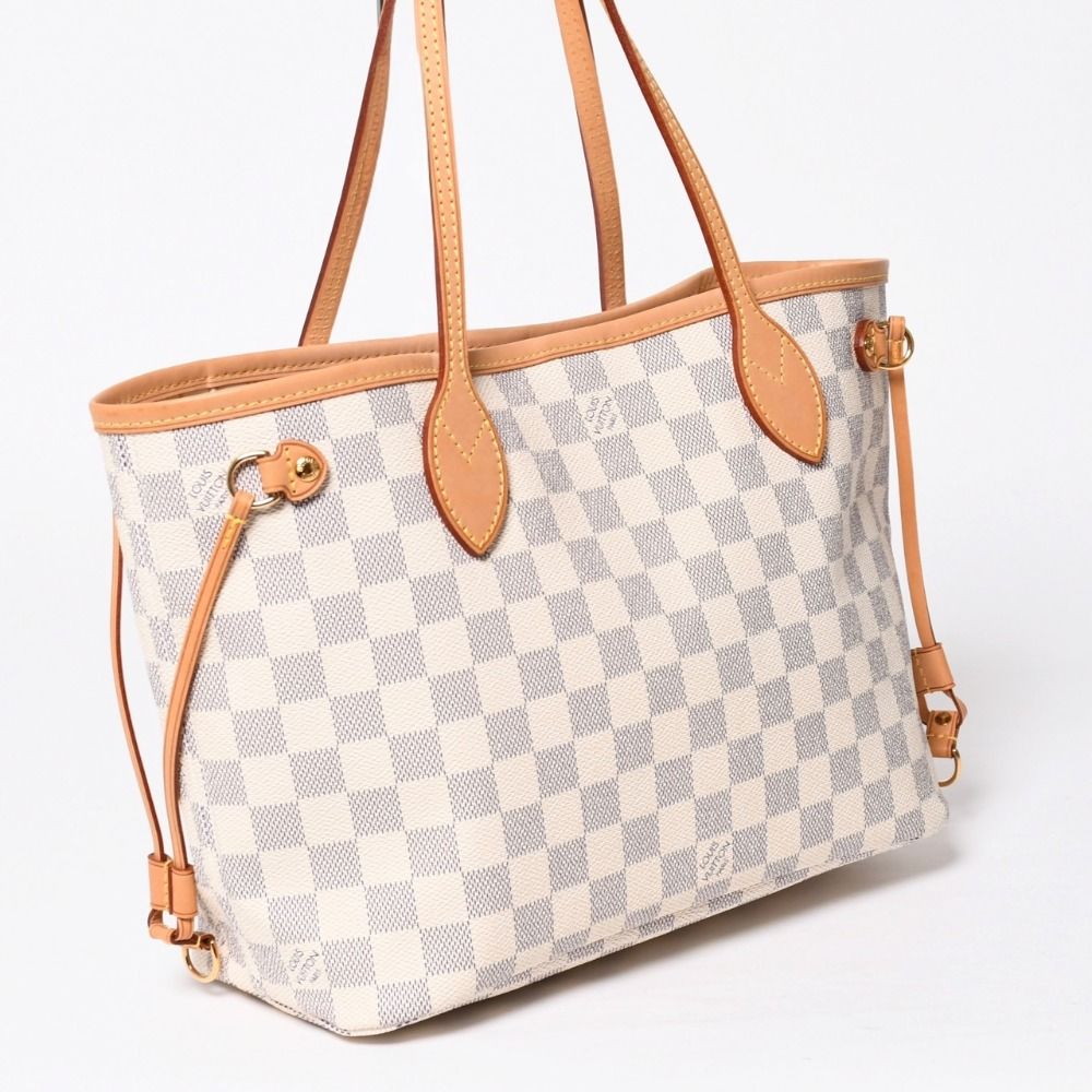 Louis Vuitton Neverfull PM Tote Bag Damier Azur Canvas White Gold — view 3