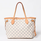 Louis Vuitton Neverfull PM Tote Bag Damier Azur Canvas White Gold