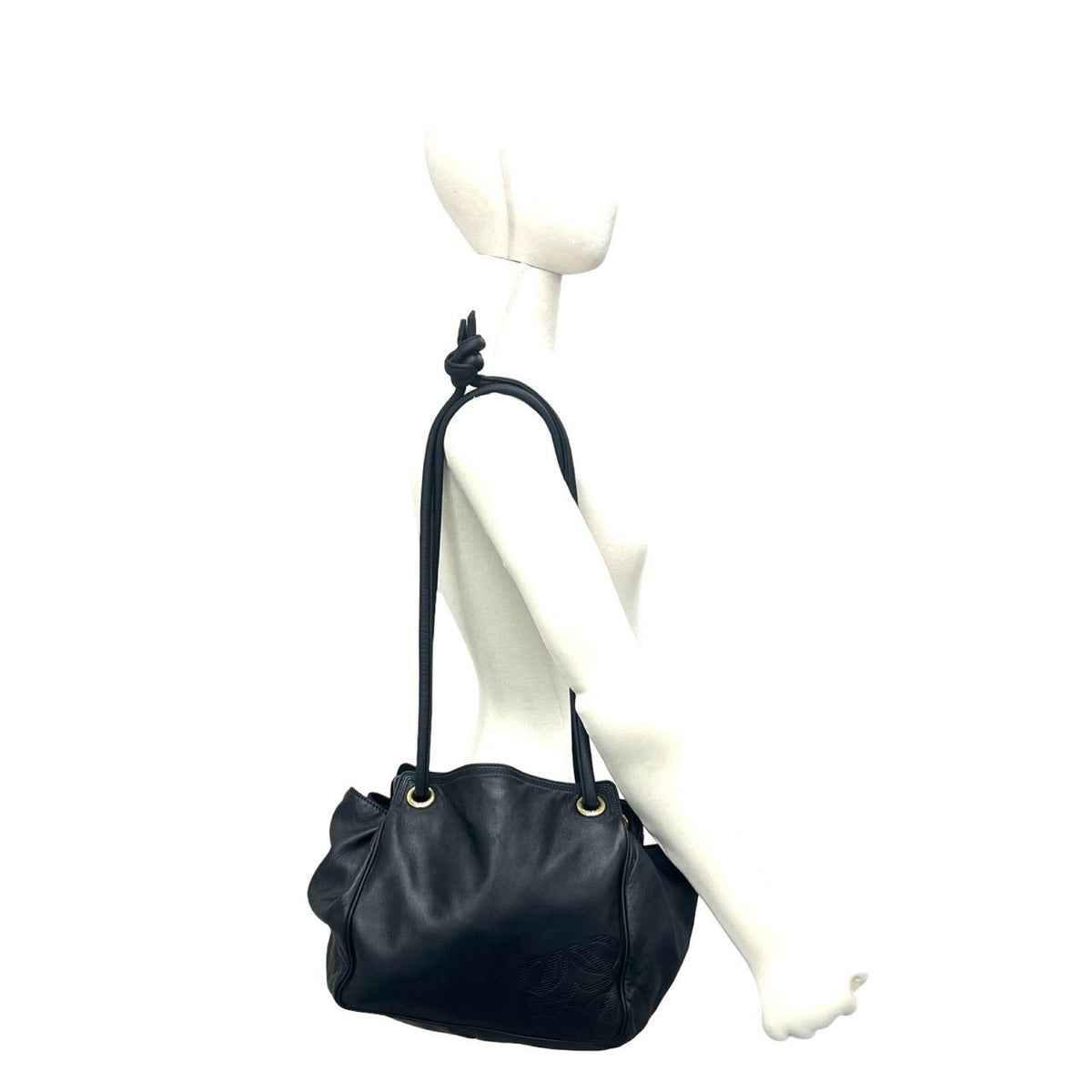Loewe Vintage Anagram Logo Nappa Leather Tote Shoulder Bag Navy — view 2