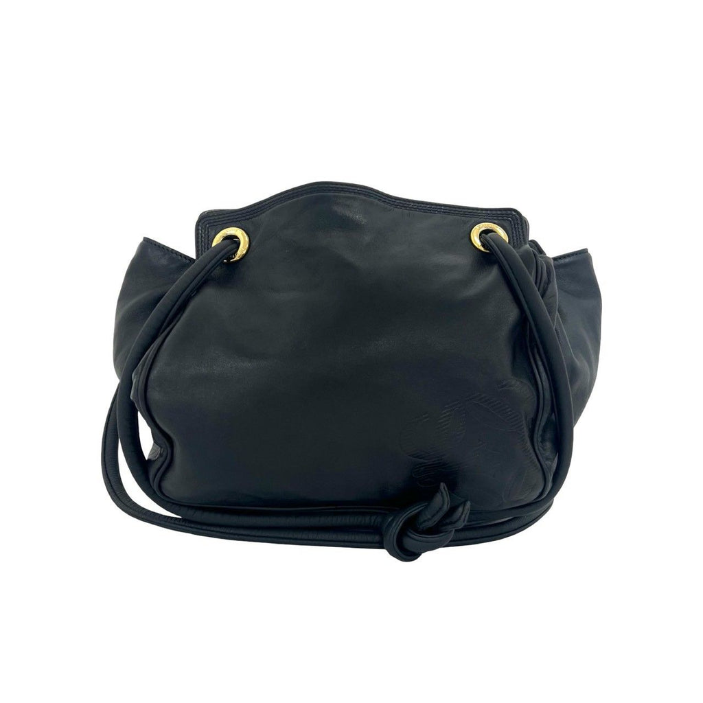 Loewe Vintage Anagram Logo Nappa Leather Tote Shoulder Bag Navy — view 3