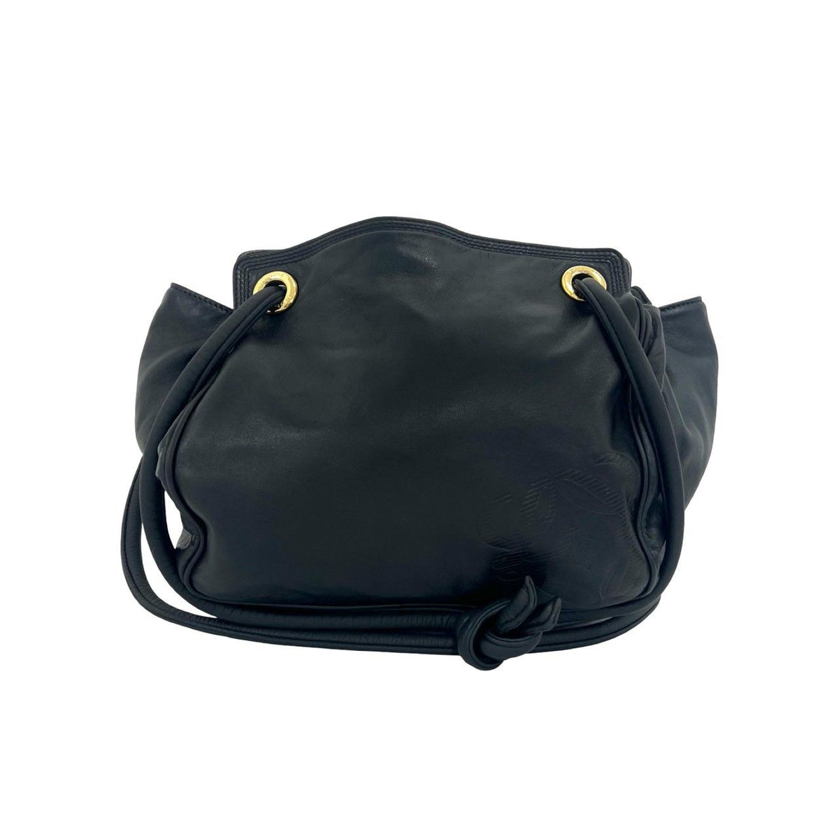 Loewe Vintage Anagram Logo Nappa Leather Tote Shoulder Bag Navy — view 3