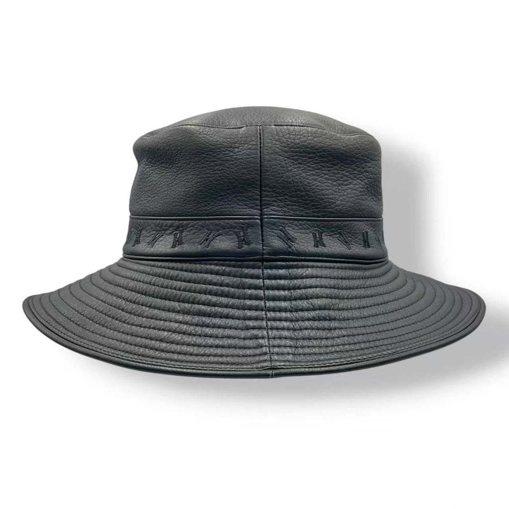 Hermes Deerskin Bucket Hat H Logo Black — view 2
