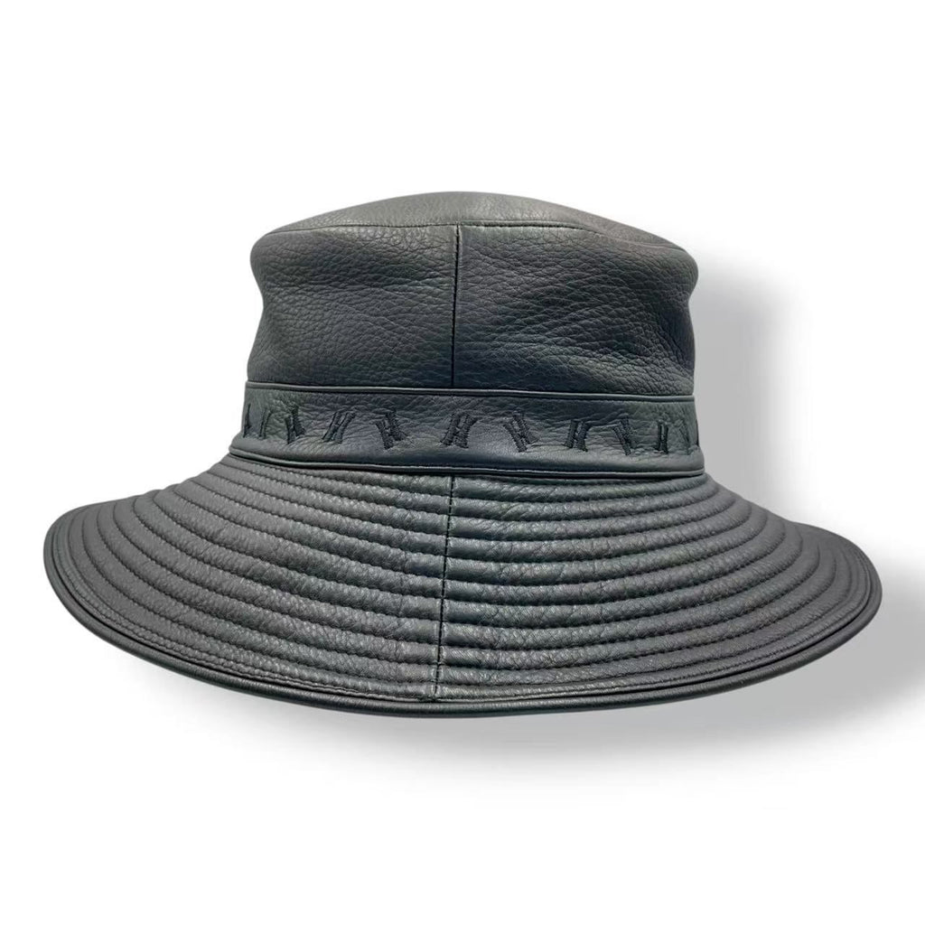 Hermes Deerskin Bucket Hat H Logo Black — view 4