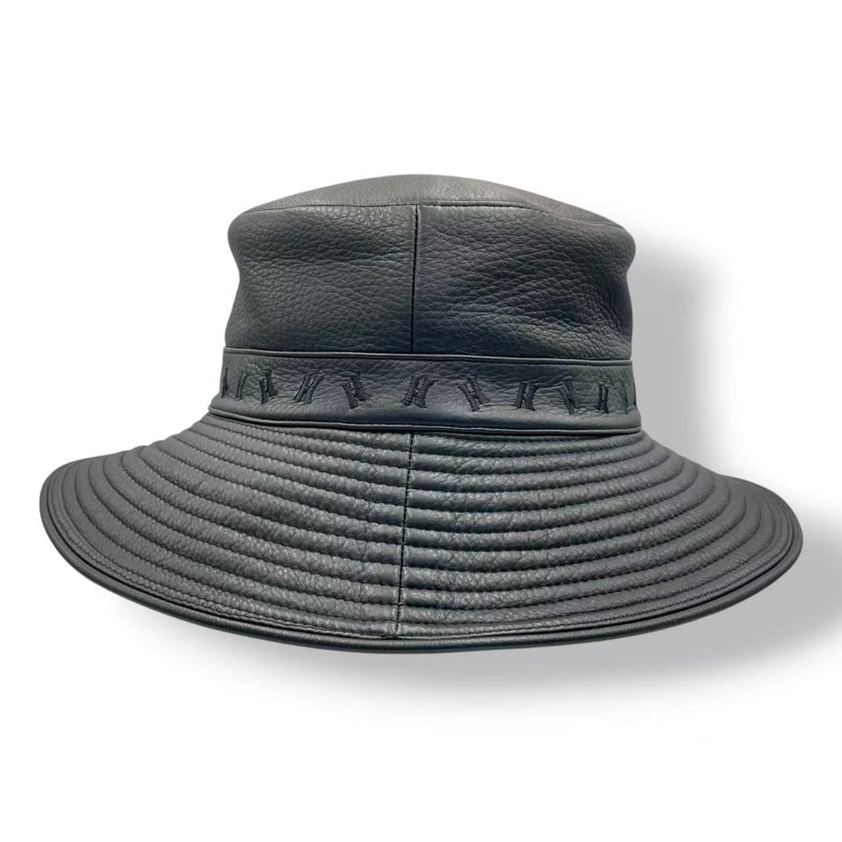 Hermes Deerskin Bucket Hat H Logo Black — view 4