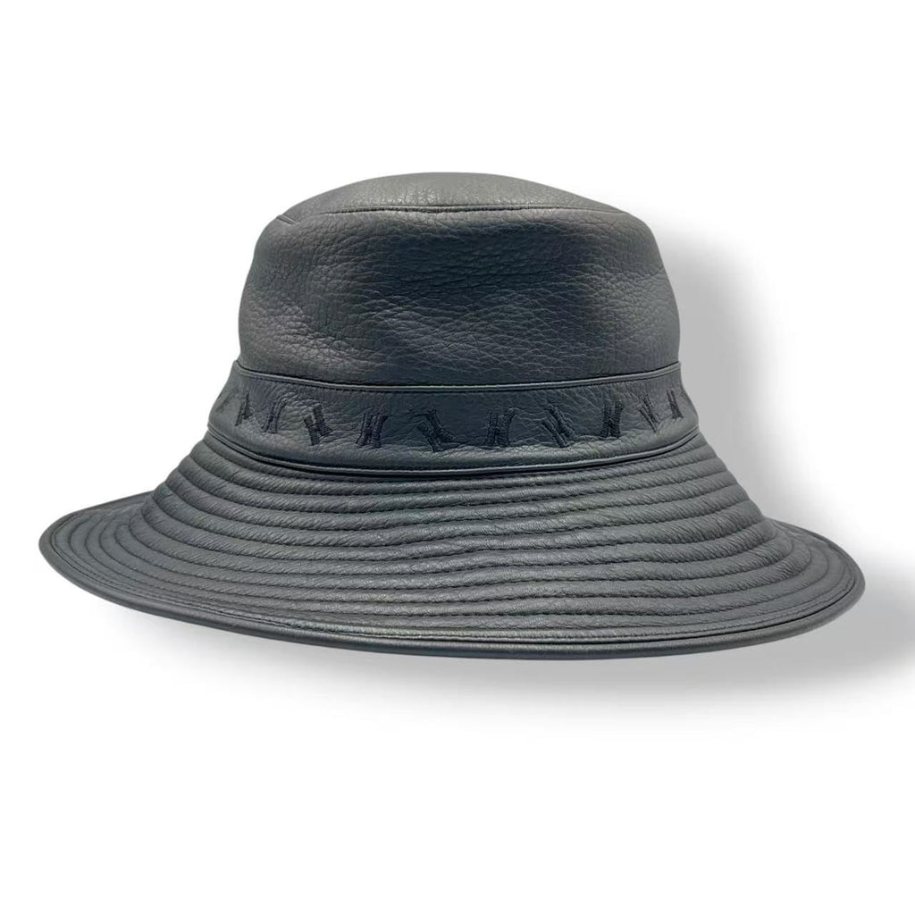 Hermes Deerskin Bucket Hat H Logo Black — view 3