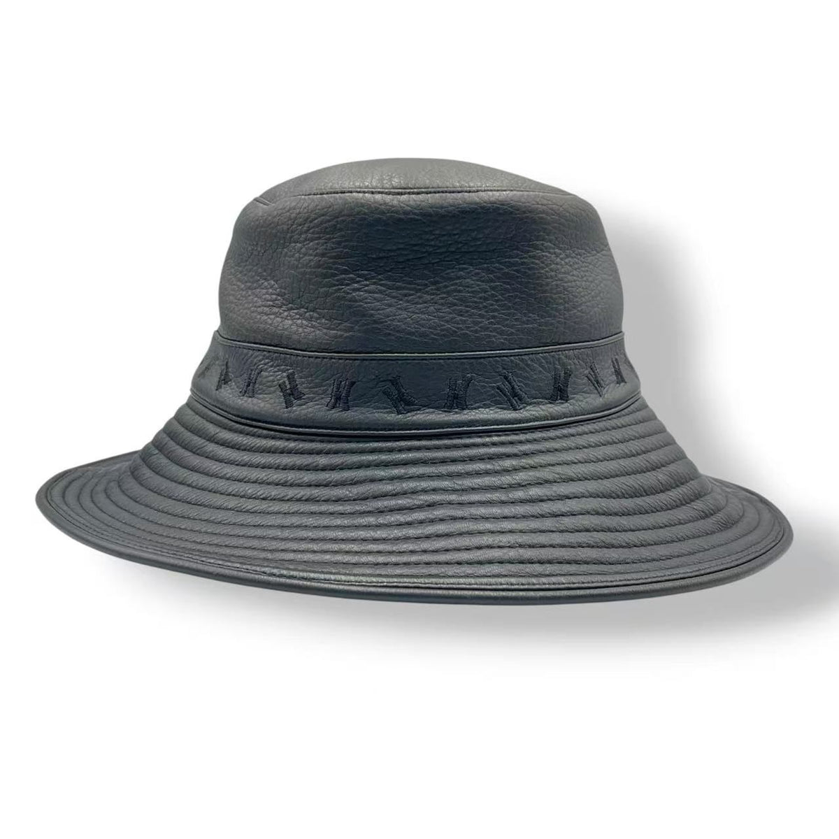 Hermes Deerskin Bucket Hat H Logo Black — view 3