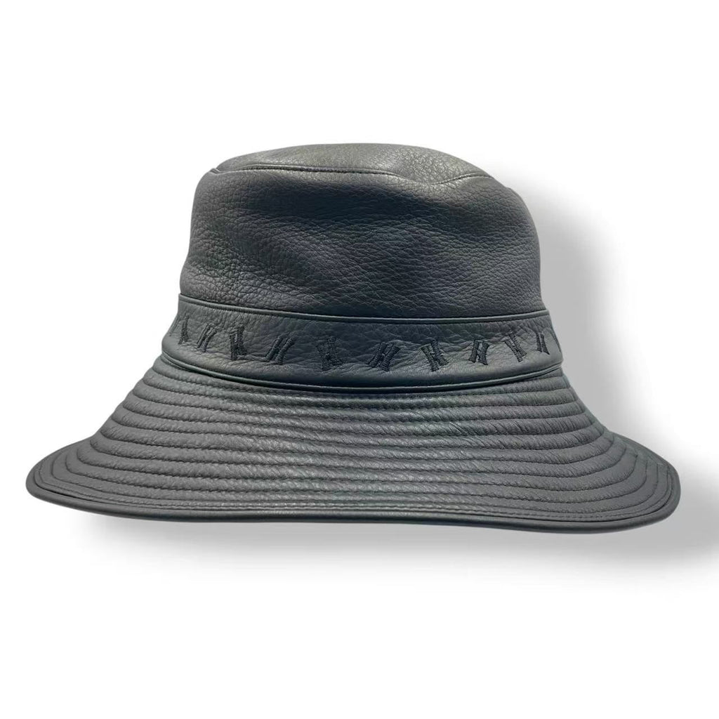 Hermes Deerskin Bucket Hat H Logo Black