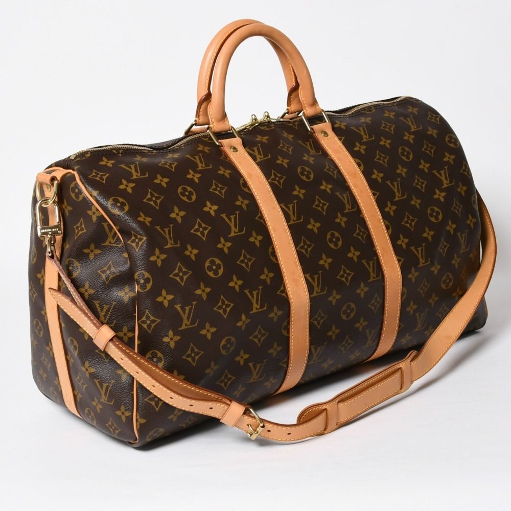 Louis Vuitton Monogram Keepall Bandouliere 50 Brown Boston Bag — view 3