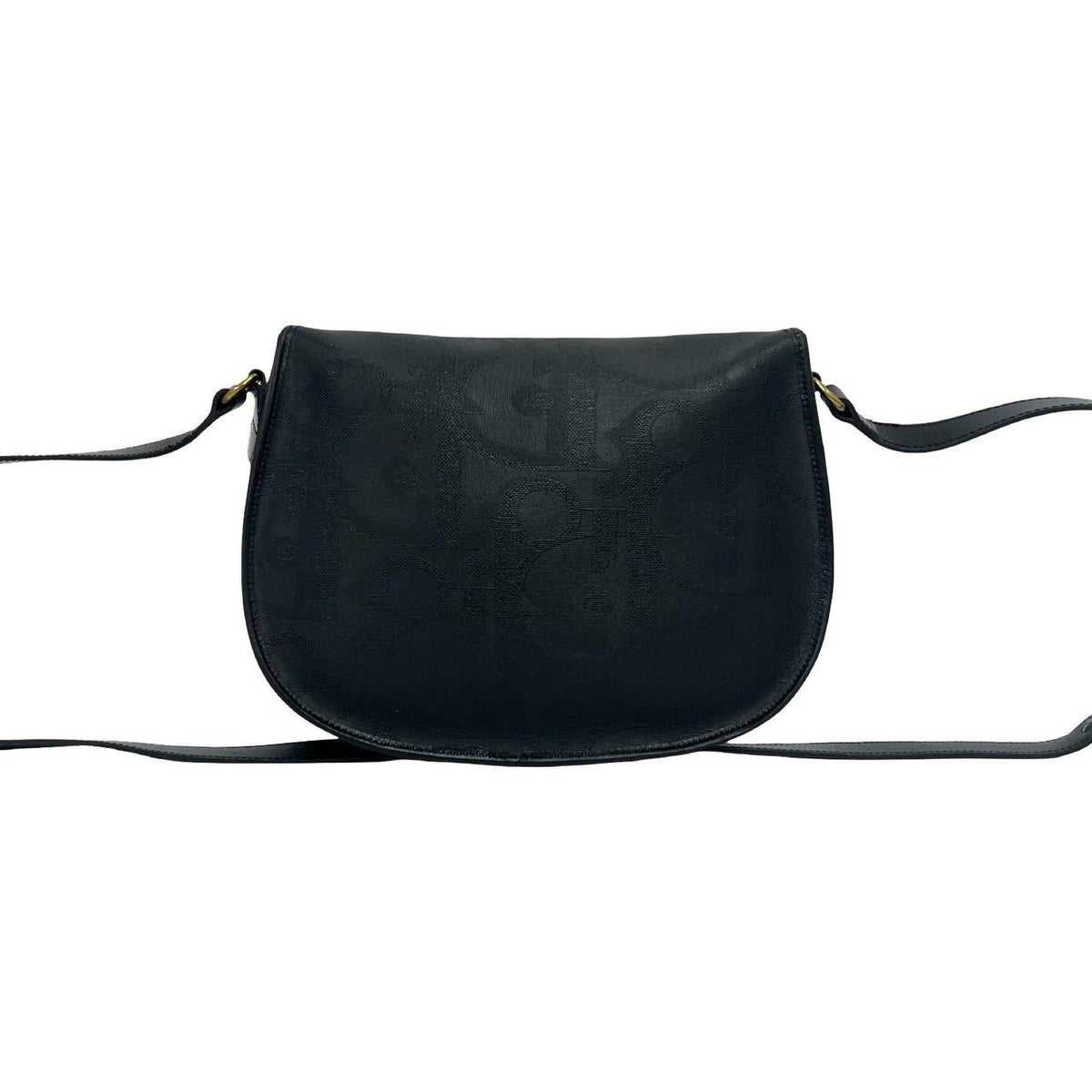 Dior Vintage Logo All Over Print Leather Shoulder Bag Cross Black — view 3