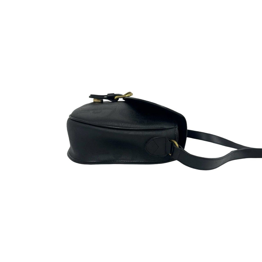 Dior Vintage Logo All Over Print Leather Shoulder Bag Cross Black — view 6
