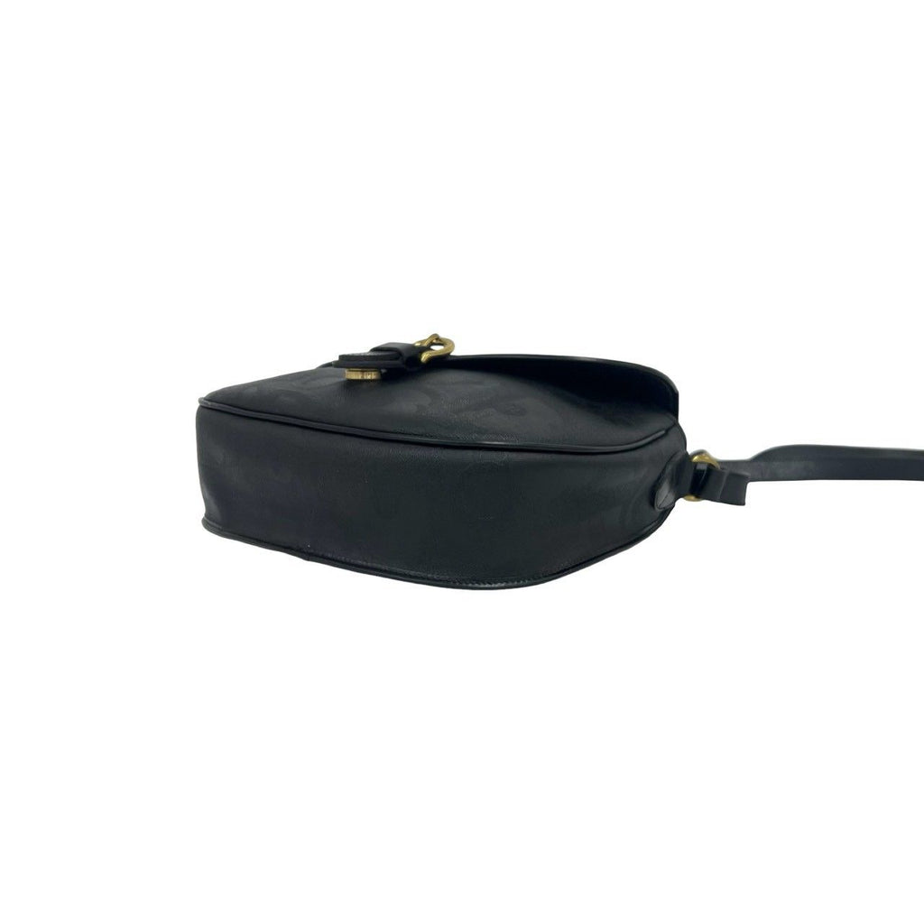 Dior Vintage Logo All Over Print Leather Shoulder Bag Cross Black — view 8