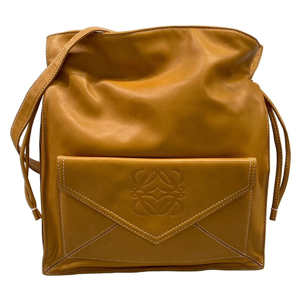 Loewe Shoulder Bag Brown Drawstring Leather