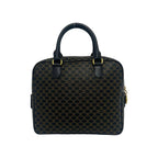 Celine Vintage Macadam Blason Pattern Leather Mini Boston Bag Black Brown — view 3