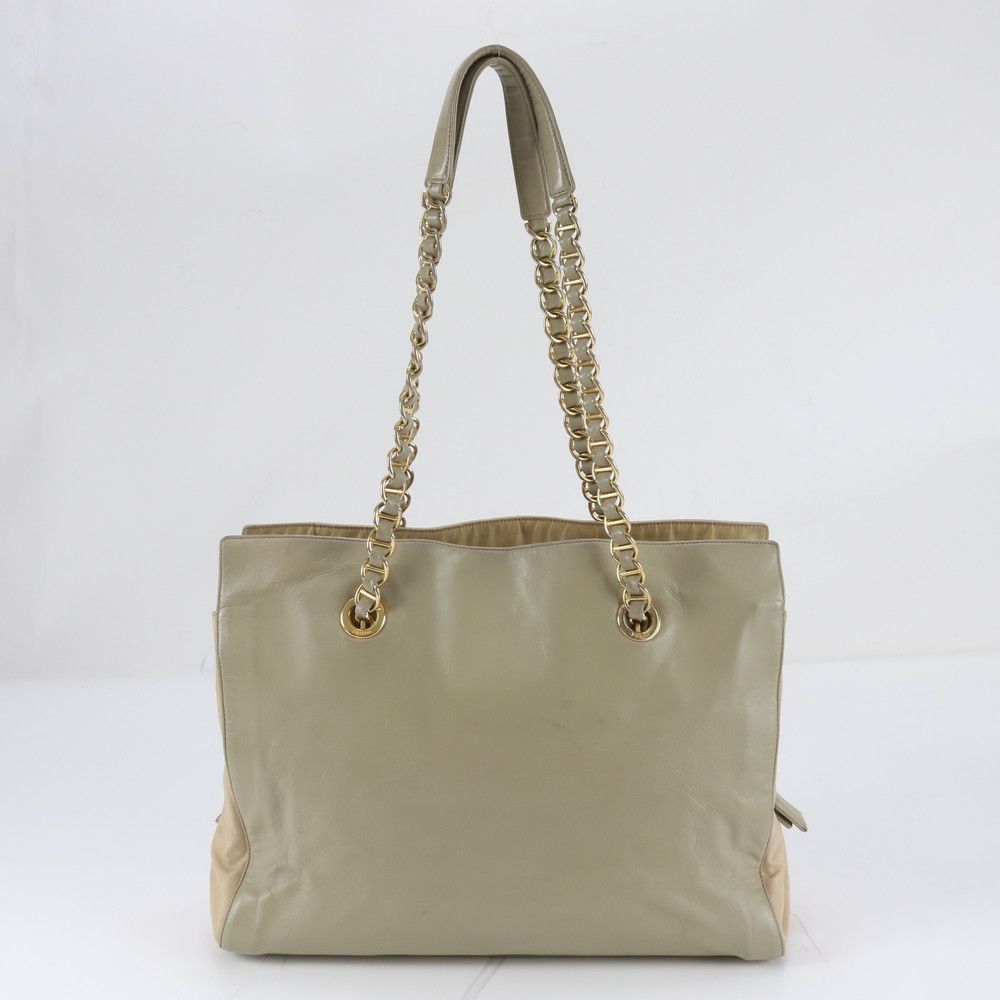 Prada White Tag Tessuto Nylon Leather Tote Bag Shoulder Chain — view 3