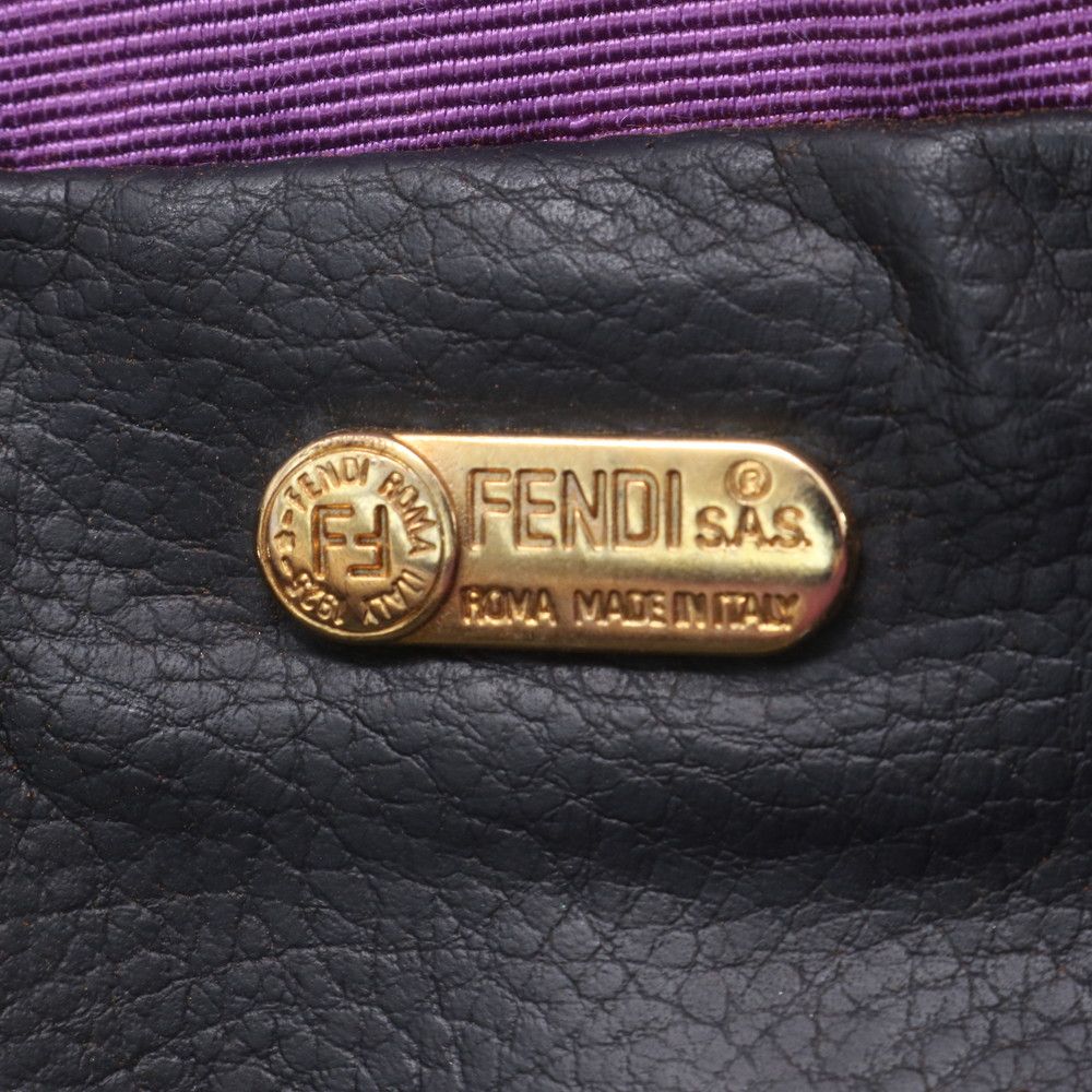 Fendi Chain Leather Canvas Shoulder Bag — view 8