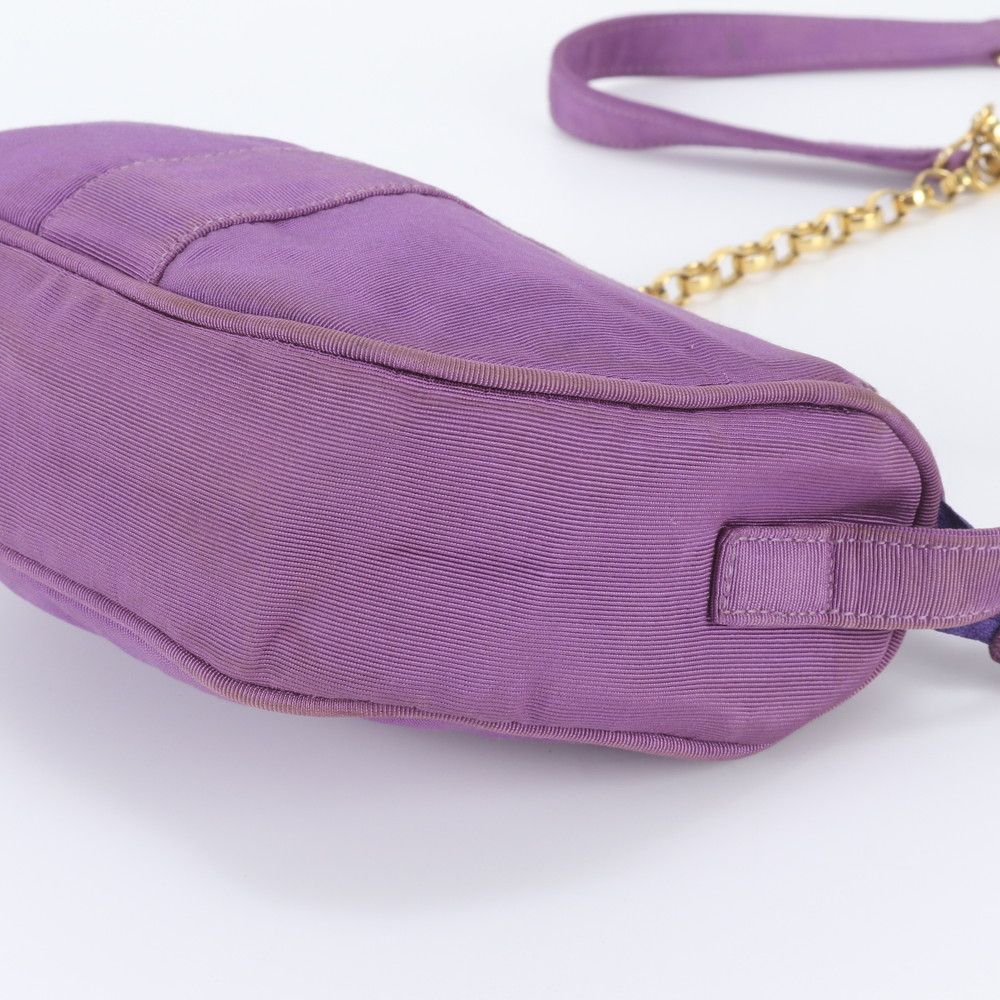 Fendi Chain Leather Canvas Shoulder Bag — view 4