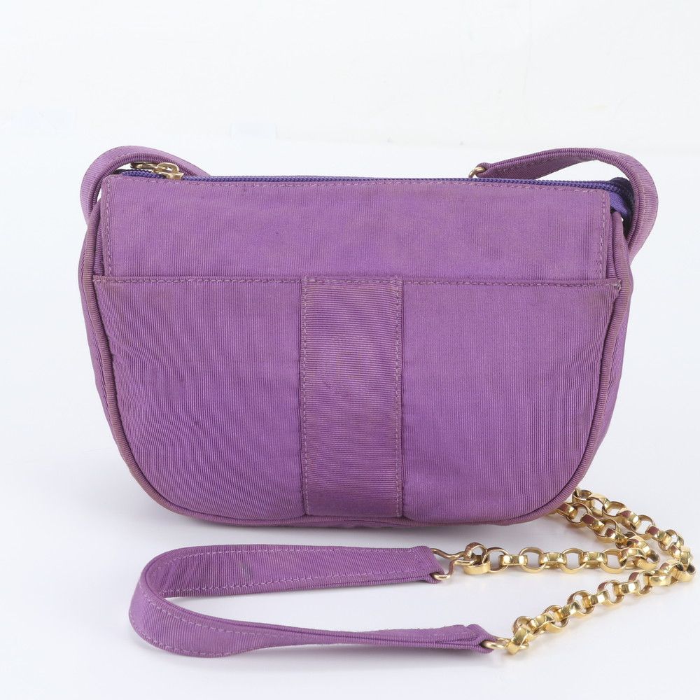 Fendi Chain Leather Canvas Shoulder Bag