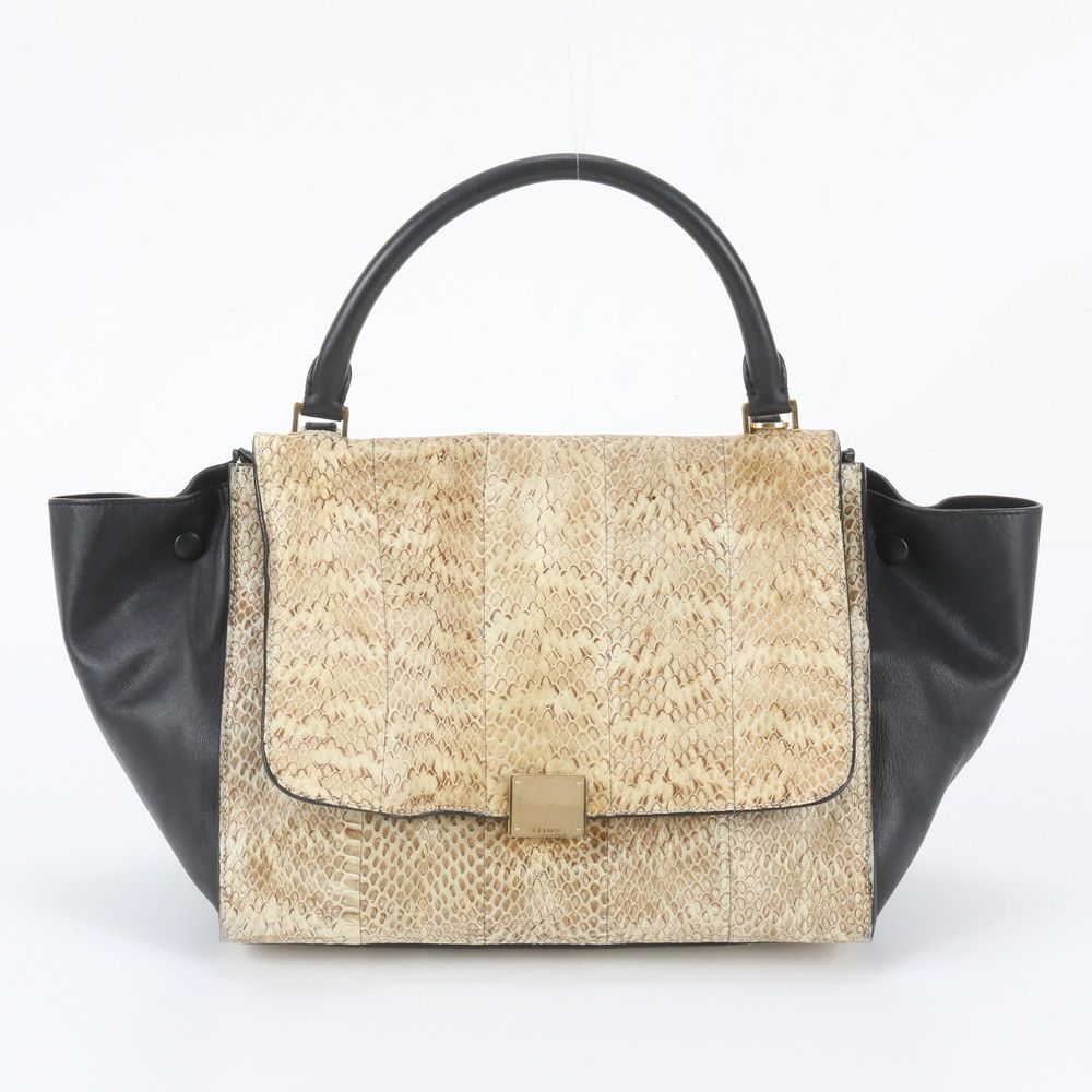 Celine Trapeze Medium Python Leather Handbag