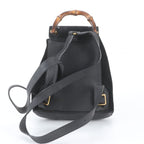 Gucci Vintage Bamboo Leather Backpack Shoulder Bag Black — view 2