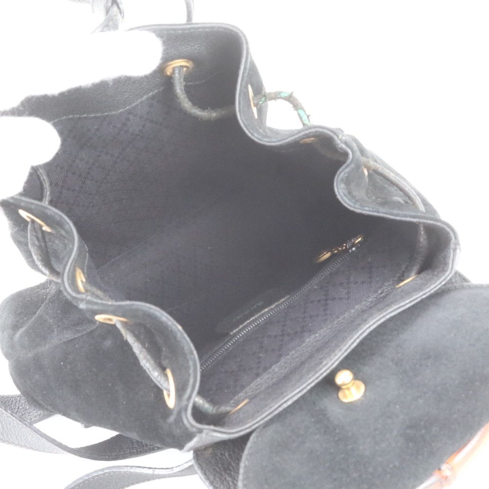 Gucci Vintage Bamboo Leather Backpack Shoulder Bag Black — view 7