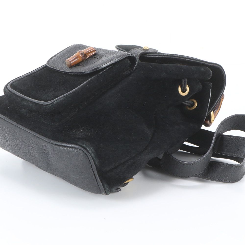Gucci Vintage Bamboo Leather Backpack Shoulder Bag Black — view 4