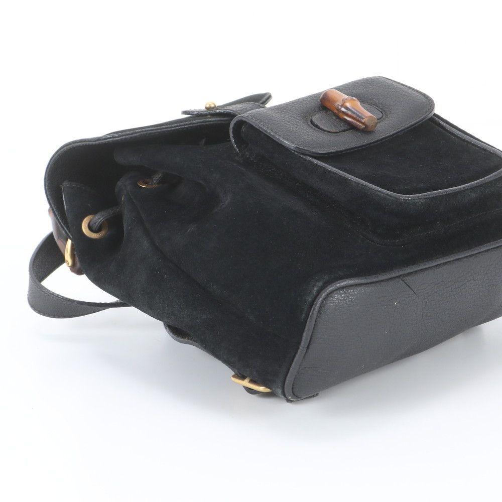 Gucci Vintage Bamboo Leather Backpack Shoulder Bag Black — view 5