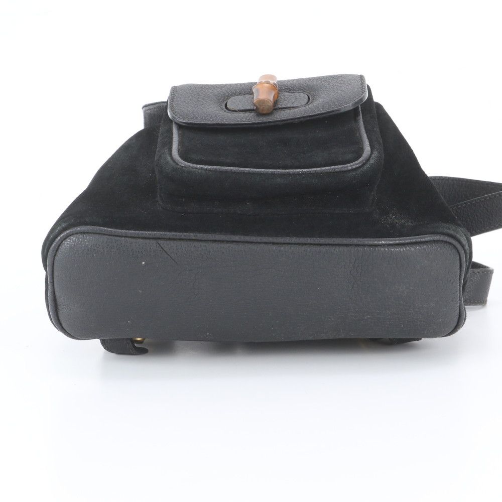 Gucci Vintage Bamboo Leather Backpack Shoulder Bag Black — view 6